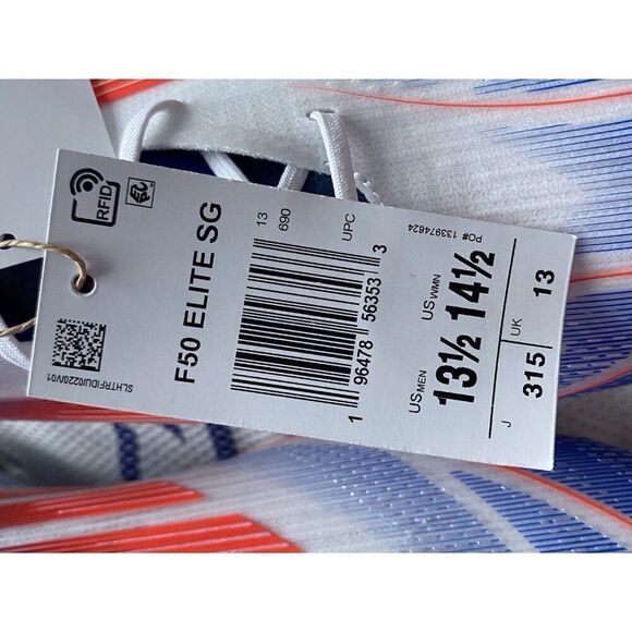 Men’s Sz 13.5 ADIDAS‎ F50 ELITE SOFT GROUND SOCCER CLEATS White Red Blue IF1299 main image 8